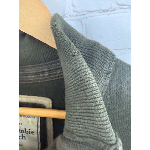 Abercrombie & Fitch Sweatshirt Mens Size XL Olive Green Distressed Grunge (READ) - Picture 8 of 13